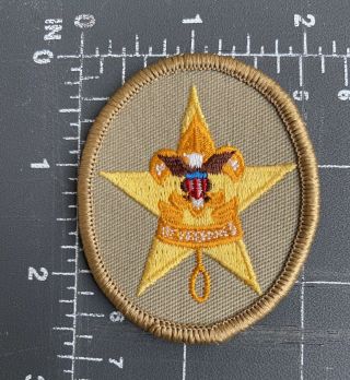 Vintage Boy Scouts Of America Bsa Star Rank Patch Insignia Emblem Badge Tan