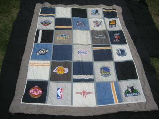 Pb Teen Pottery Barn Vintage Nba Western Conference Team Quilt Blanket 67 " X 83 "