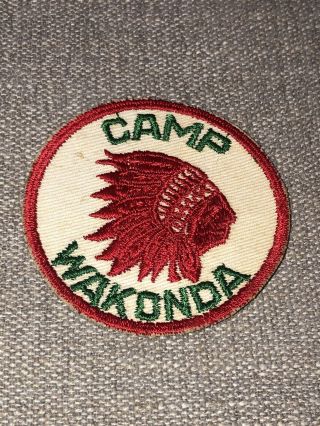 Vintage 1950s Camp Wakonda Boy Scout Patch Bsa Indian Head Uniform Badge