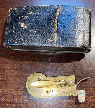 Civil War Era Brass Fleam Bleeder W/ Leather Case Doctor Medical Device