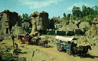 Disneyland Horse Drawn Stage Coaches Conestoga Wagons Mine Train Ca Postcard