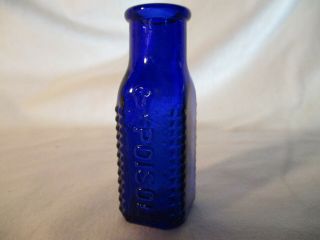 Antique/vintage Cobalt Blue Glass Skull & Cross Bones Poison Bottle