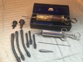 Vintage Medical Tools.  Arnold And Sons,  Brass And Bakelite Enema Tools,  English