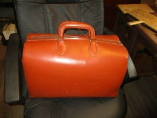 Vintage Large Cowhide Leather Doctor Bag Carry Luggage 18x9