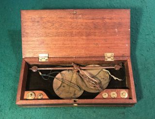 Antique Traveling Coin Balance Scale With Weights Apothecary Jewelry