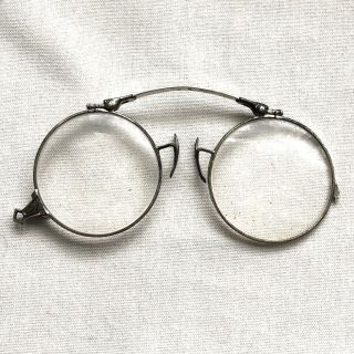 Vintage Rare T&f Pince Nez Eyeglasses 14k Solid White Gold Spring Ornate