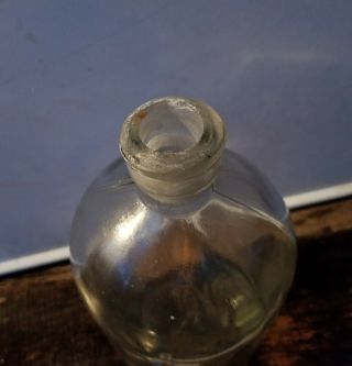 Antique Hand Blown Clear Glass Apothecary Jar Bottle Hand Ground Top clover 2