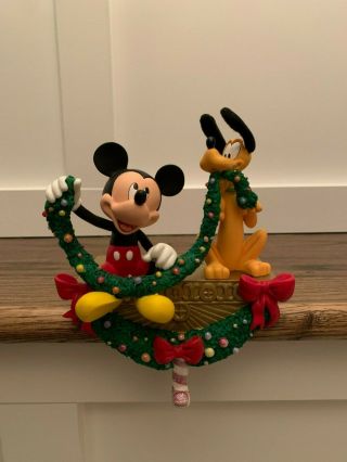 Disney Mickey Mouse And Pluto Stocking Hanger/holder Christmas Garland Decor