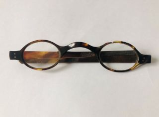 19th Century Antique Spectacles Faux Tortoise Shell Eyeglasses Folding Temples