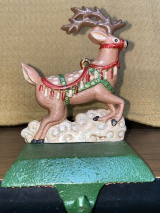 Vintage Midwest Cast Iron Reindeer Stocking Holder Hanger