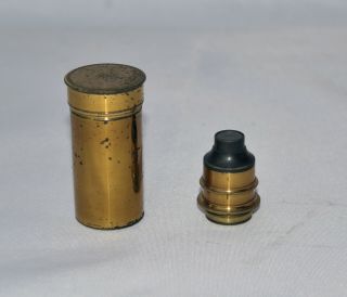 3 Inch? Objective Lens In Can For Brass Microscope.