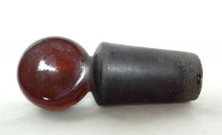 Antique Amber Brown Glass Apothecary Bottle Stopper 3 