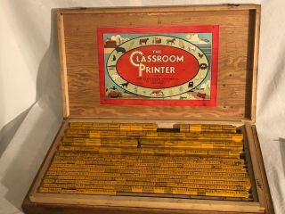 The Classroom Printer Rubber Stamp Set Vintage Toy In Wooden Case