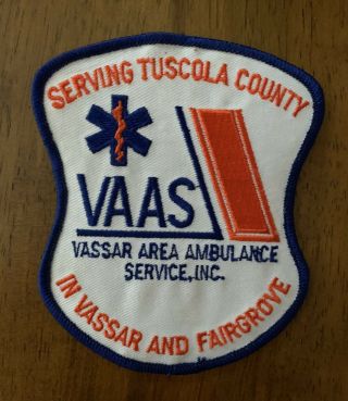 Vassar Area Ambulance Patch Ems Emt Paramedic Mi Michigan Rare Defunct Tuscola