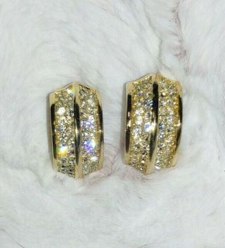 Stunning Vintage Half Moon Christian Dior Rhinestone Gold Clip Earrings