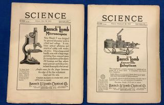 2 Science Journals 1912 Microscope Ads Bausch & Lomb Leitz Zeiss Medical Schools