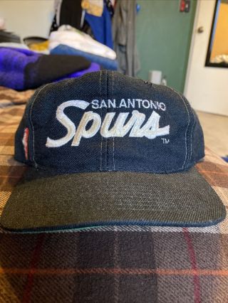 Vtg 90s Sports Specialties San Antonio Spurs Script Snapback Nba Hat The Twill