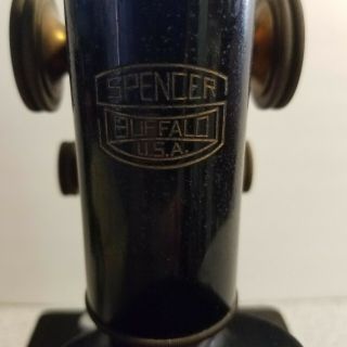 Antique Spencer Buffalo Scientific Microscope Brass Metal 3 Lenses Steampunk 3