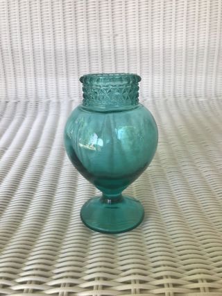 Antique Apothecary Jar " Dakota Blue Glass Drug Store Candy Store 6 - 1/4” Tall
