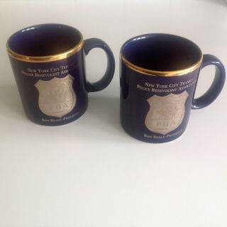 Obsolete York City Transit Police Benevolent Assn Pba Coffee Mugs Vintage