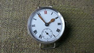 Vintage Wwi Trench Watch Hm Silver Glasgow 1917 For Spares Or Repairs