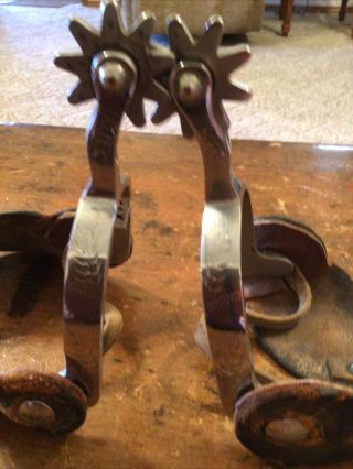 Old Vintage Crockett Engraved Western Cowboy Spurs