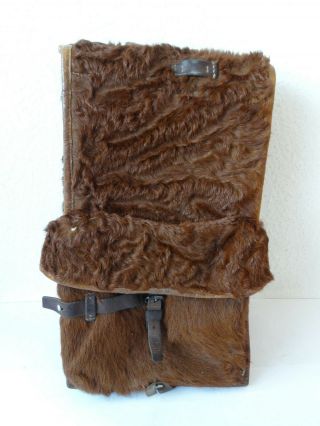 Rarity 1945 Swiss Army Cowhide Leather Backpack Rucksack Military Fur Vintage
