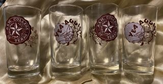 Unique Vintage Set Of 4 Texas Am A&m College Of Texas Farmers Fight Glasses