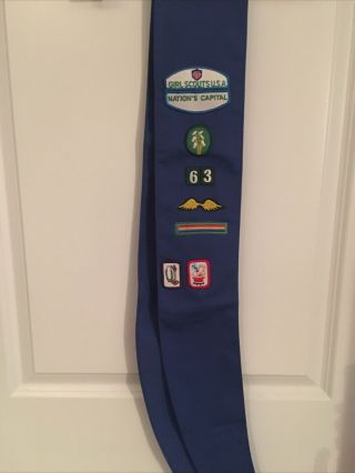 Vintage Early 90s Girl Scout Blue Nation’s Capital Sash With Patches