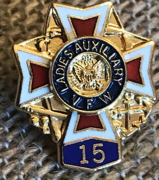 Vintage Vfw Veterans Of Foreign Wars Ladies Auxiliary 15 Year Lapel Pin
