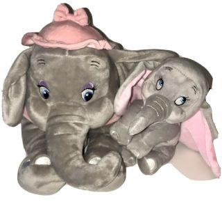 Disney Parks Baby Dumbo And Mrs Jumbo Storybook Circus Plush Doll Set 15 " Euc