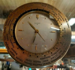 Vintage Luxor Swiss World Travel Clock 8 Day Windup/ Time/ Date / Alarm