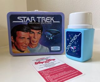 Vintage 1979 Star Trek Motion Picture Movie Metal Lunch Box Tin With Thermos