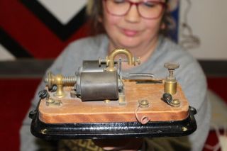 Antique Vintage J.  H.  Bunnell Telegraph Morse Code Key Sounder 3