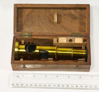 ca.  1900 Small French Drum - Type Microscope Slide with Case and Slide 2