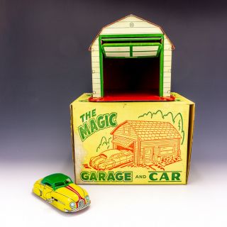 Vintage Louis Marx Toys - Tinplate The Magic Garage & Car - Boxed 2
