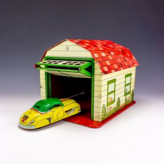 Vintage Louis Marx Toys - Tinplate The Magic Garage & Car - Boxed 3