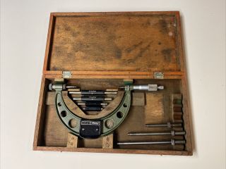 Vintage Mitutoyo 0 - 6 ".  001 " Interchangeable Anvil Micrometer Set