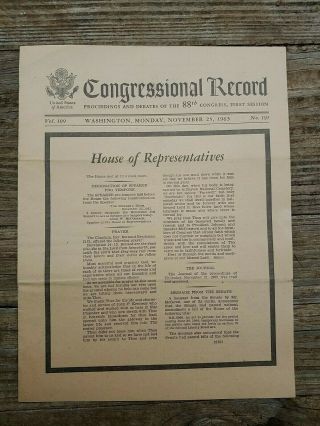 Congressional Record Nov 25 1963 Jfk Assassination,  Mccarthy Vol 109 191