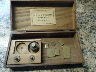 Old Gram Scale Weights In Oak Box