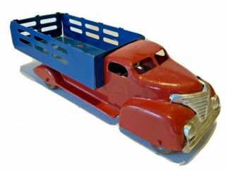 Vintage 1930s - 40s Marx Wyandotte Pressed Steel Stake Bed Truck