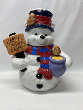 Vintage Disney Winnie The Pooh Snowman - Happy Snow Days Cookie Jar
