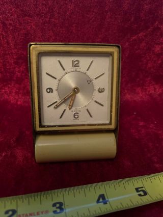 Vintage Lecoultre 8 Day Folding Travel Alarm Clock Runs Nr