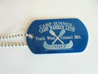 2007 Boy Scout Camp Sunnen - Camp Warren Levis Trails West Council Bsa Dog Tag