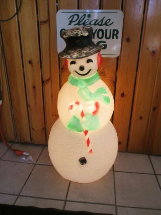Vtg Dimpled Frosty The Snowman Lighted Christmas Blow Mold Decor 40 " Union (b)