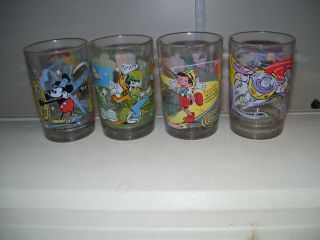 Mcdonalds Disney Drinking Glass Cup Tumbler 100 Years Of Magic Complete Set 4
