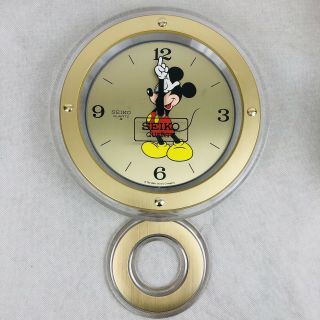 Vintage Seiko Quartz Disney Mickey Mouse Pendulum Wall Clock Rare Not