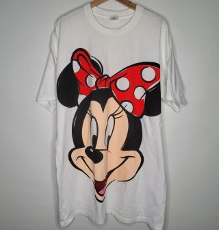 Vintage Disney Minnie Mouse Large Print Beach Shirt Single Stitch Usa