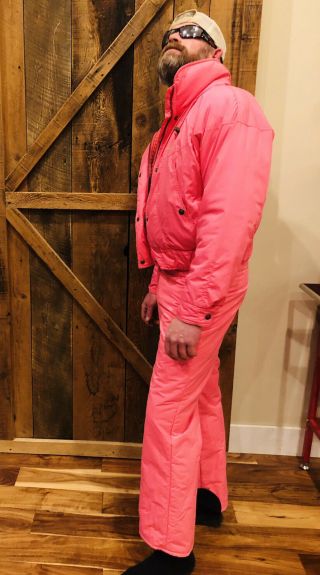Sunice Vtg Retro Womens Mens Ski Snowboard One Piece Suit Sz M 10 80s 90s Pink