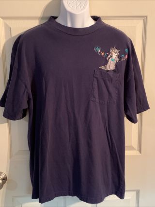 Vintage Disney Store Pocahontas Meeko Racoon Pocket T - Shirt Size Xl